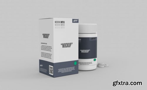 Plastic bottle with box mockup 4