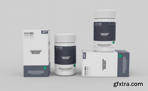 Plastic bottle with box mockup 4