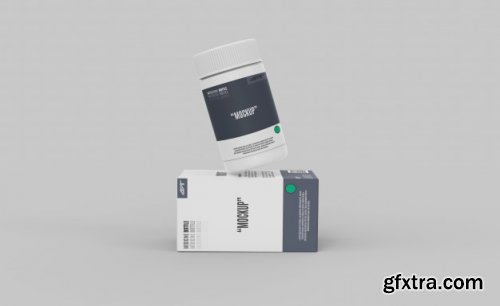Plastic bottle with box mockup 4