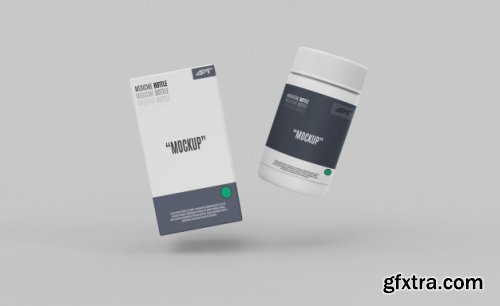 Plastic bottle with box mockup 4