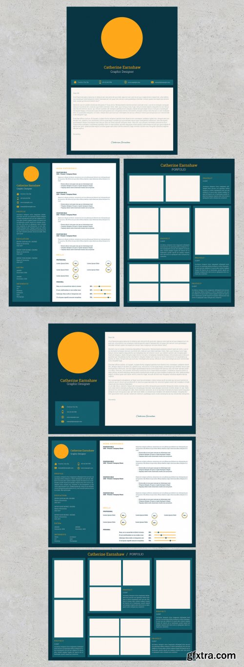 Tablet Resume Layout in Yellow and Blue Tones 346238641
