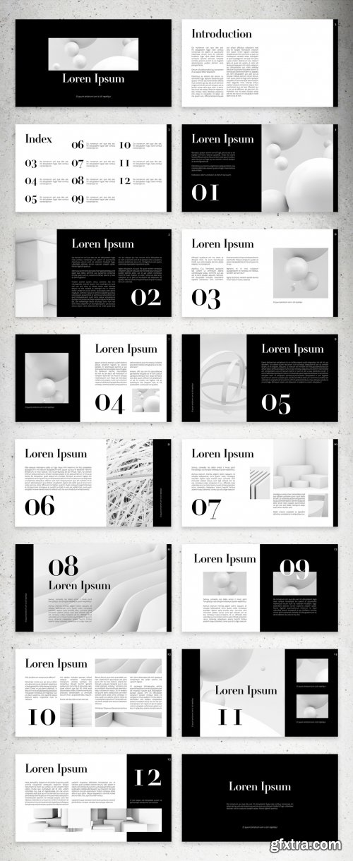 Elegant Black and White Digital Portfolio Layout 346238671