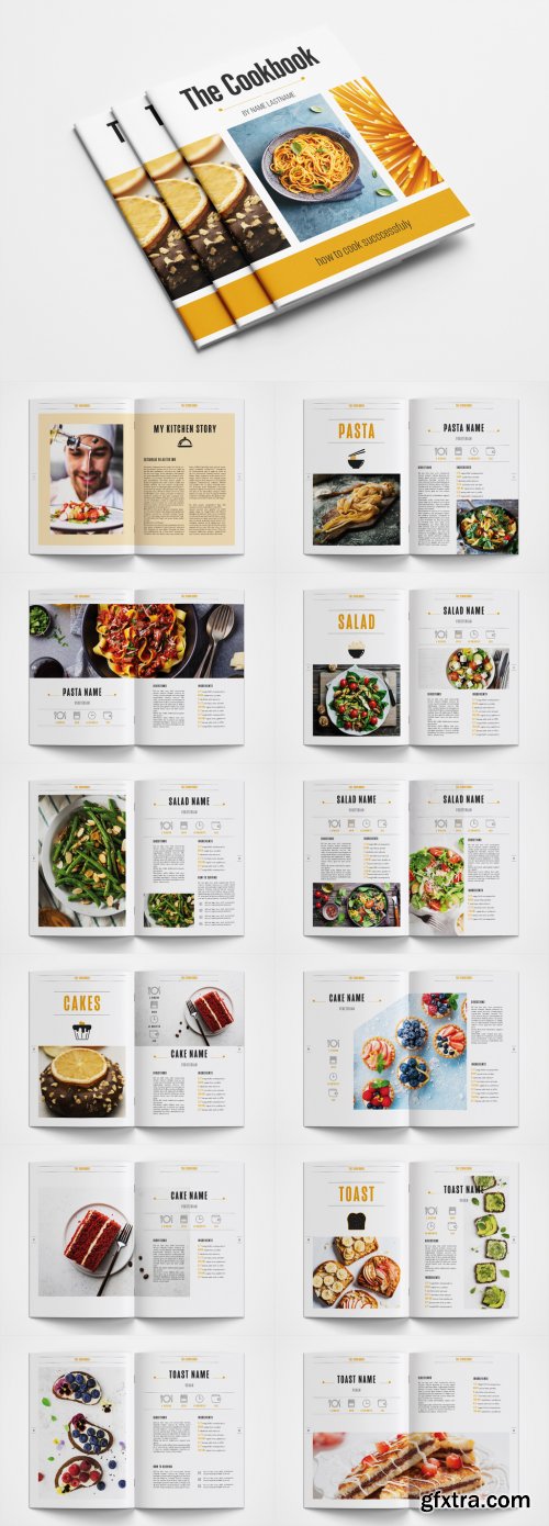 Cookbook Layout with Orange Accents 346283431