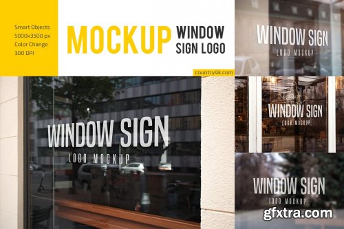  CreativeMarket - Window Sign Logo Mockup Set 4899035