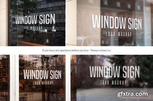  CreativeMarket - Window Sign Logo Mockup Set 4899035