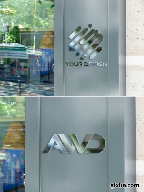 Reflective Logo on a Storefront Mockup 346567405