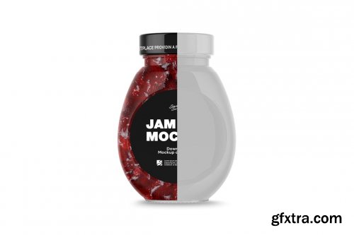 Clear Glass Jar w Strawberry Jam 4888298