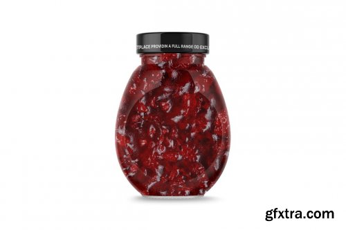 Clear Glass Jar w Strawberry Jam 4888298