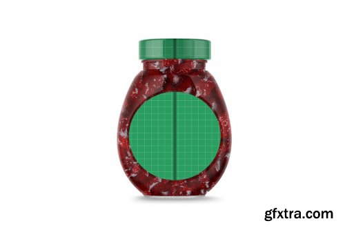 Clear Glass Jar w Strawberry Jam 4888298