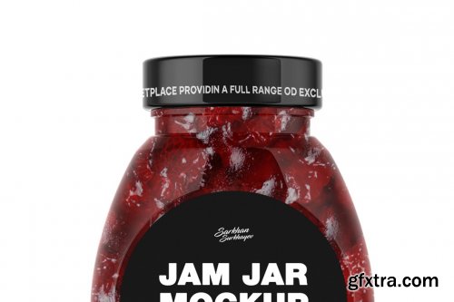Clear Glass Jar w Strawberry Jam 4888298