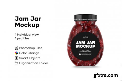 Clear Glass Jar w Strawberry Jam 4888298