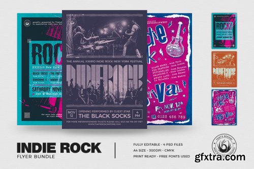 CreativeMarket - Indie Rock Flyer Bundle V3 4653026