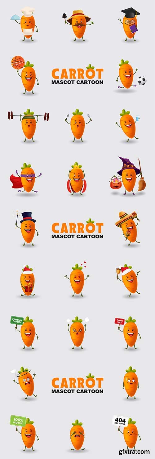 Set of mascot cartoon illustration carrot 