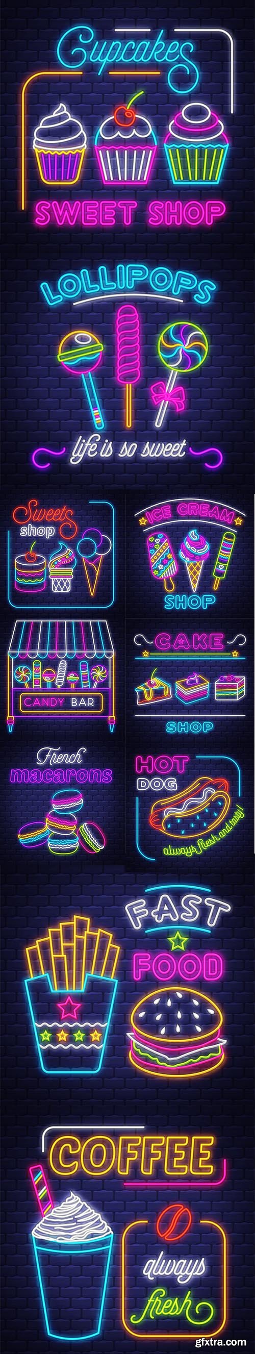 Sweets neon sign vector