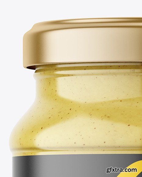 Clear Glass Jar with Mustard Sauce Mockup 59312