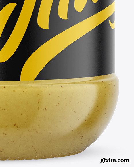 Clear Glass Jar with Mustard Sauce Mockup 59312