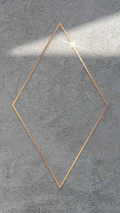 Rhombus gold frame on cement background vector - 1221594