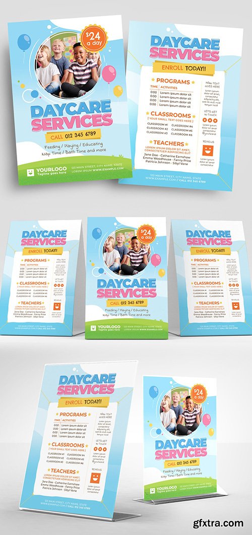 Daycare Flyer Layout for Kindergarten Preschool Services 353660965