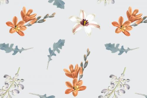 Floral seamless pattern on gray background vector - 1213630