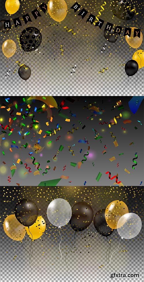Celebration Background Template with Balloons Confetti Illustration