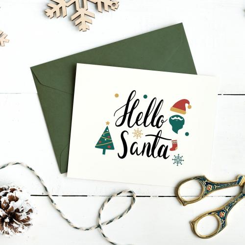 Hello Santa Christmas card mockup - 520145