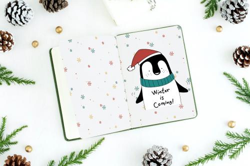 Christmas illustrations in a notebook mockup - 520168