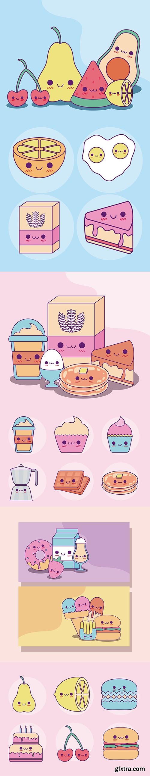 Kawaii food set cartoons design