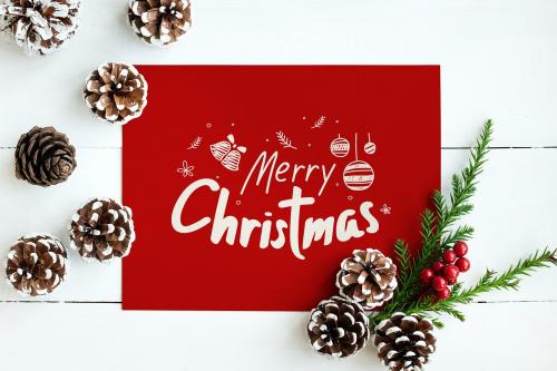 Merry Christmas greeting card mockup - 520230