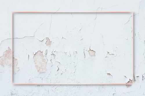Rectangle rose gold frame on weathered paint wall background vector - 1221680