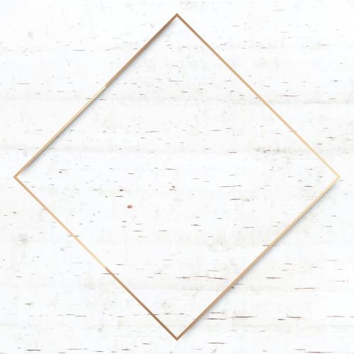 Rhombus gold frame on beige marble background vector - 1221694