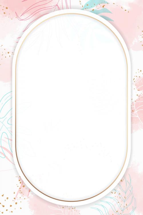 Pink oval watercolor frame vector - 1222723