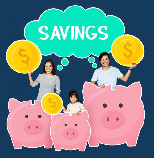 Happy family with savings for their future - 504229
