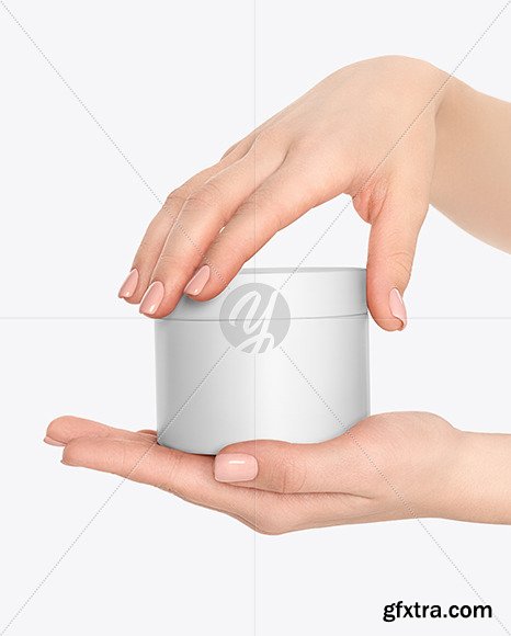 Cosmetic Jar in Hands Mockup 59253