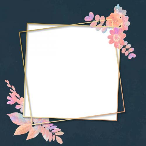 Blank floral square frame vector - 1209721