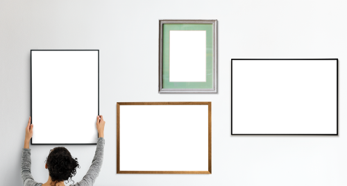 Photo frames on the white wall transparent png - 2024660
