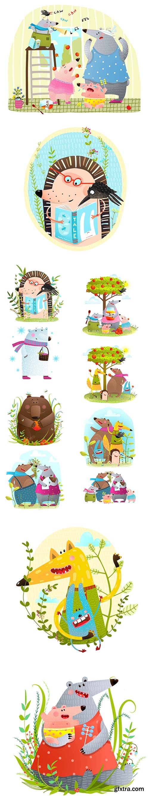 Bear Family and other animals forest
