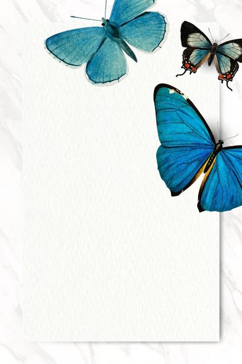 Blue butterflies patterned background vector - 1222343