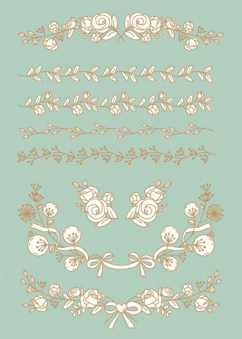 Floral doodle design collection vector - 1189501