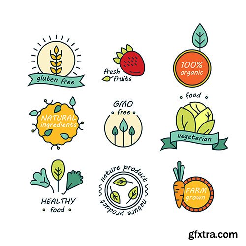 Set of green and organic products labels