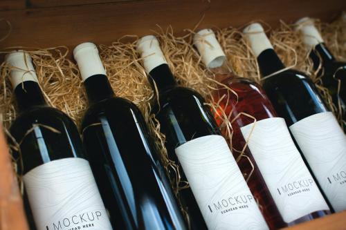 Collection of wine bottle mockups - 502991