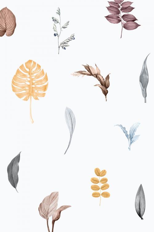 Tropical leaves collection vector set - 1200133
