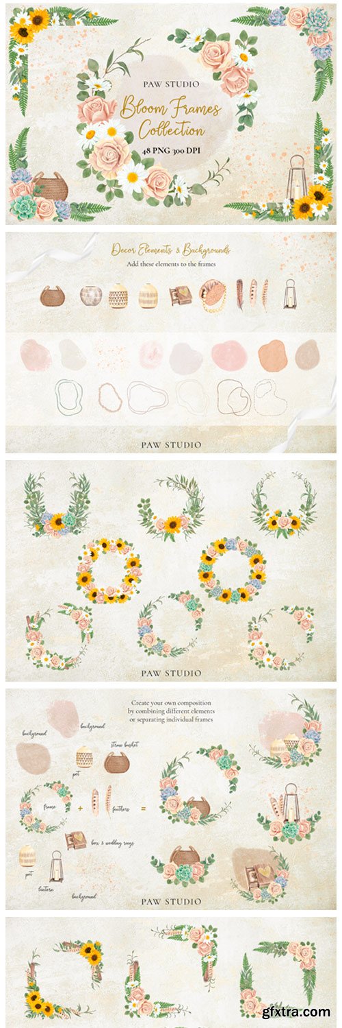 Floral Frame Border Wreath. Boho Clipart 4316104 Floral Frame Border Wreath. Boho Clipart 4316104