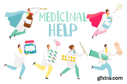 Doctors as superheroes illustration