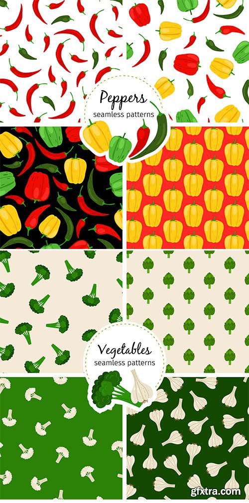 Chilli, Vegetable and bell pepper patterns 