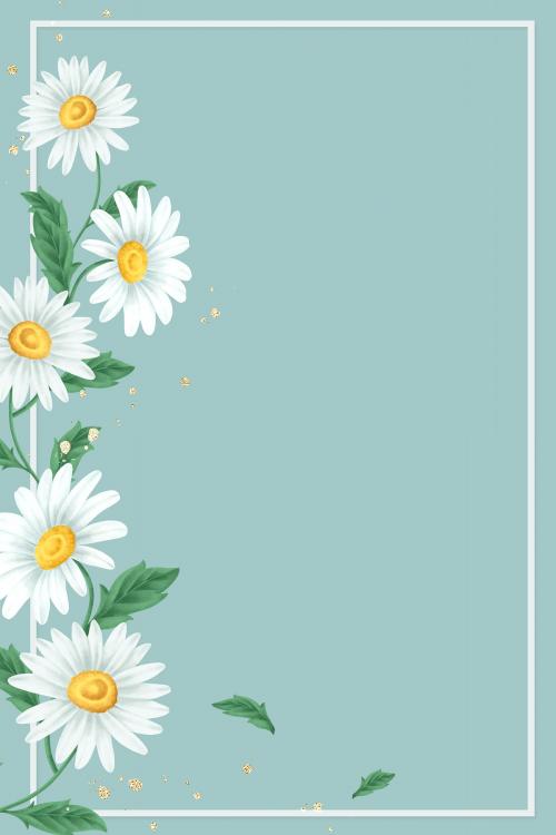 Daisy flower frame on light green background mobile phone wallpaper illustration - 2091345