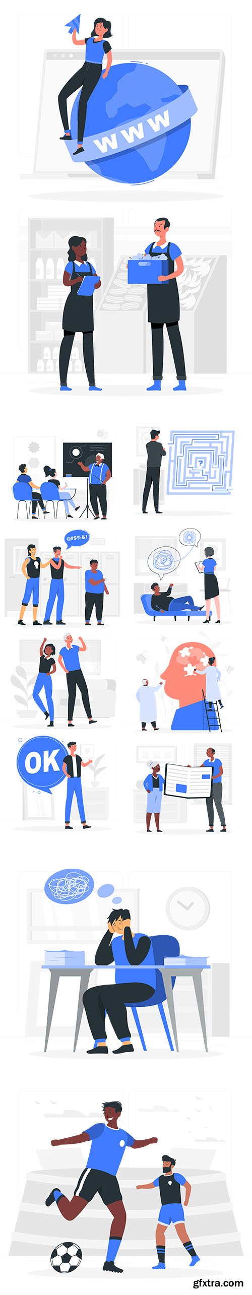 Vector Business and Live People Situations Illustrations