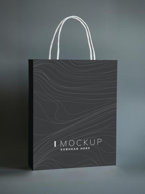Black paper bag design mockup - 502824