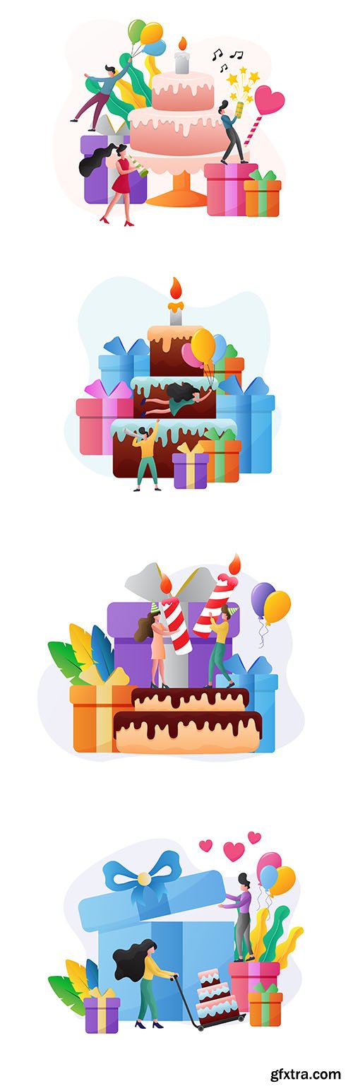 Birthday celebration flat illustration