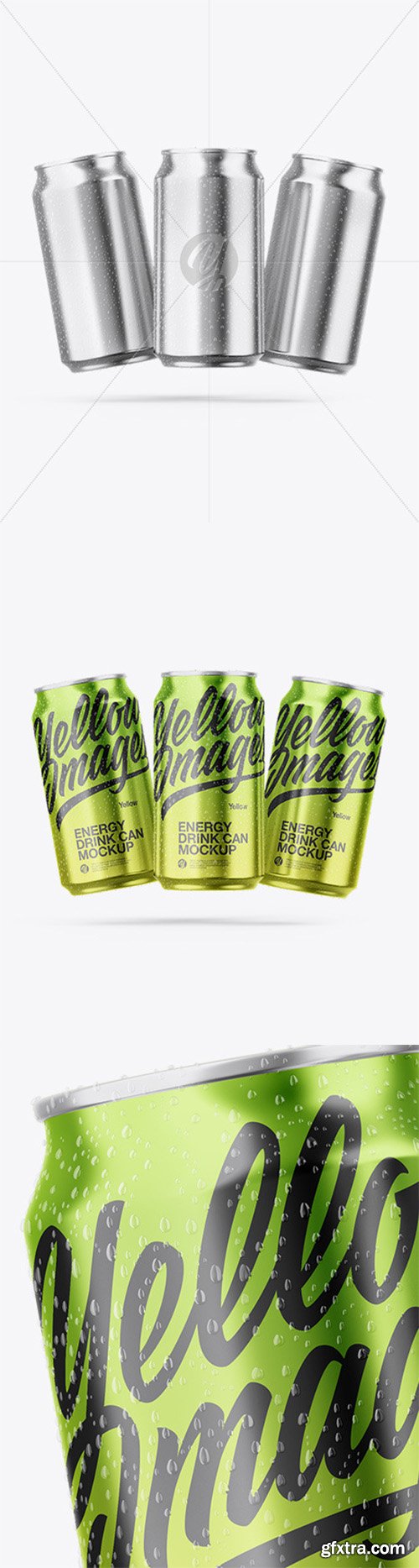 Three Glossy Metallic Cans Mockup 61606 Three Glossy Metallic Cans Mockup 61606