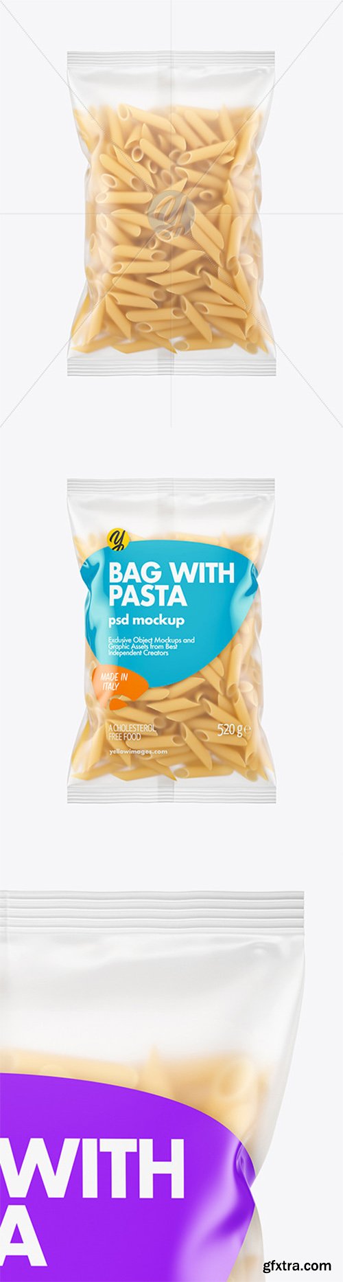 Matte Plastic Bag With Pennoni Rigati Pasta Mockup 61658